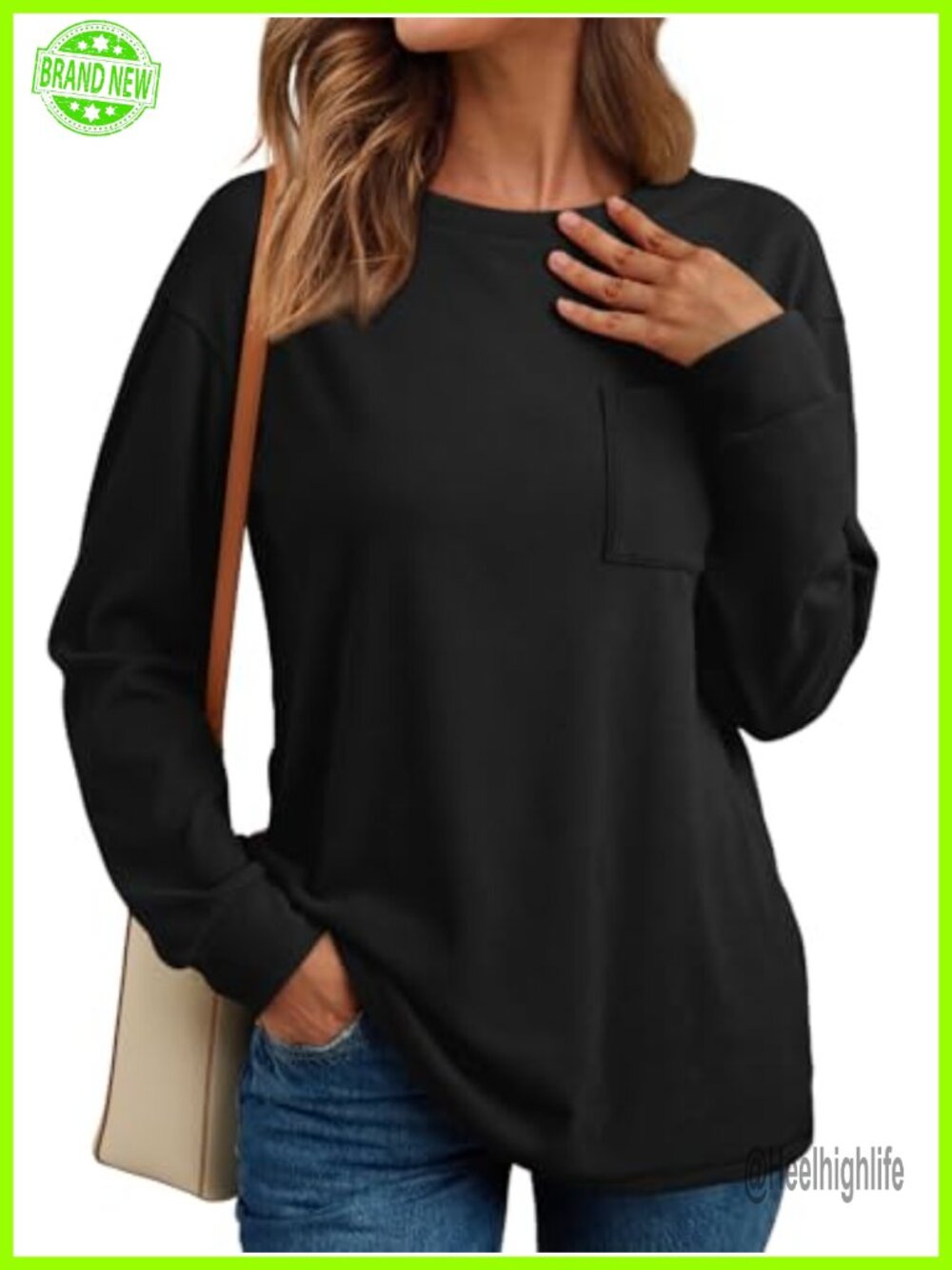 Womens Long Sleeve Crewneck Sweatshirt Polyester Spandex Pullover